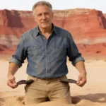 Man in desert emptying his pockets.